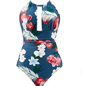 B2prity Women's One Piece Swimsuits green floral